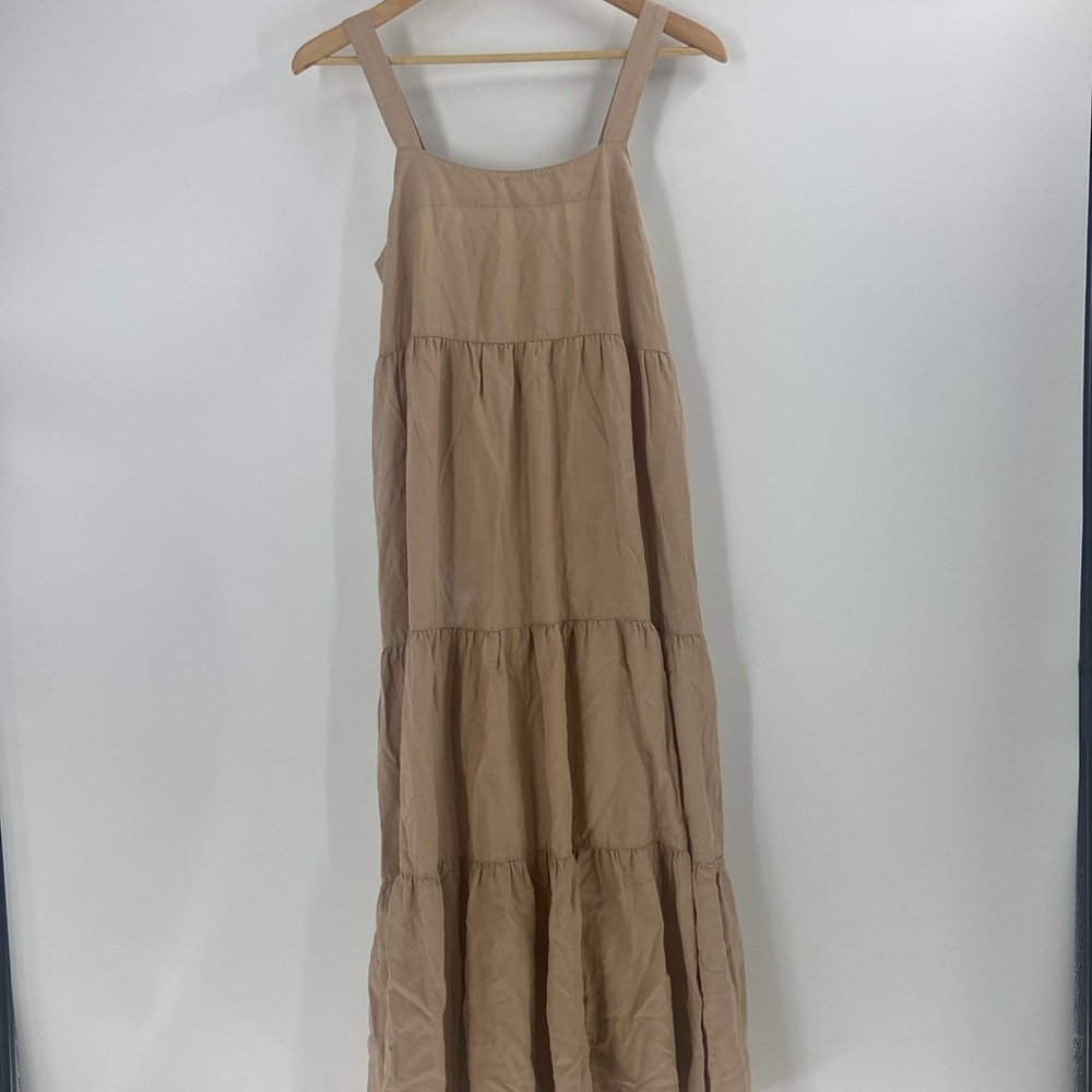 The Drop beige tiered flouncy ruffle hem maxi sun dress neutral spring summer